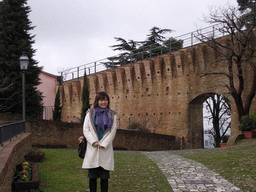 Miaomiao at the outer square of the La Rocca castle