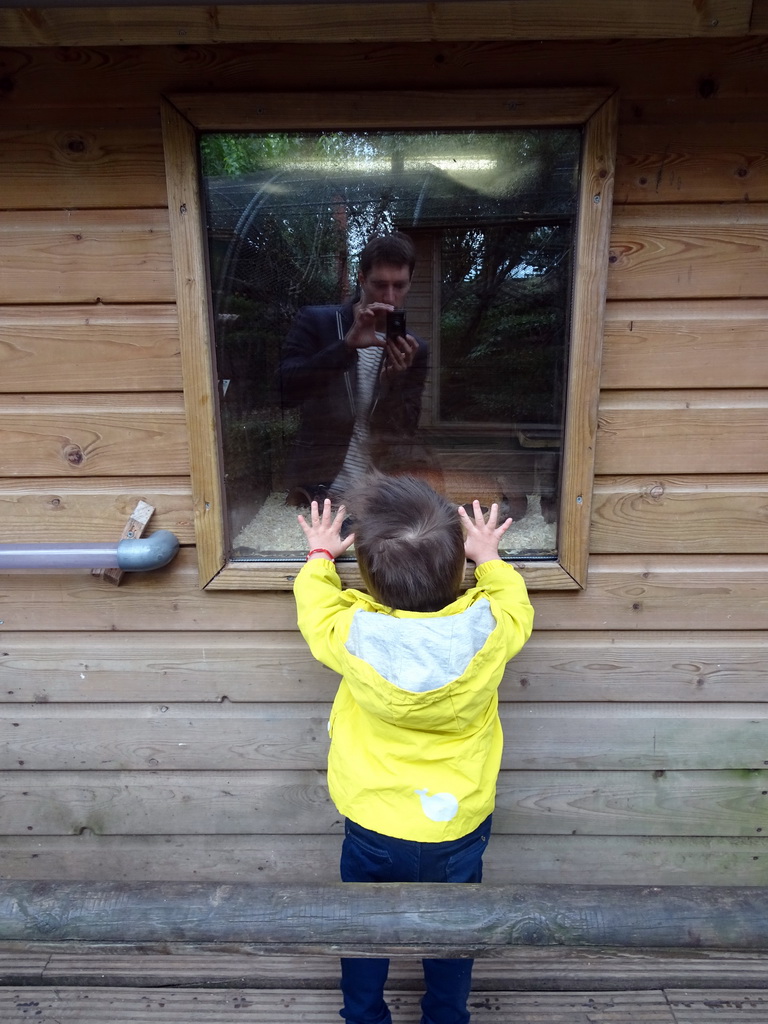 Max in front of the mouse cages at BestZoo