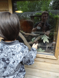 Max looking at a Ball Python at BestZoo