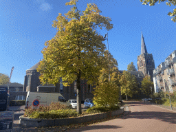 The Nazarethstraat street, the Apotheek Best building and the Sint-Odulphuskerk church