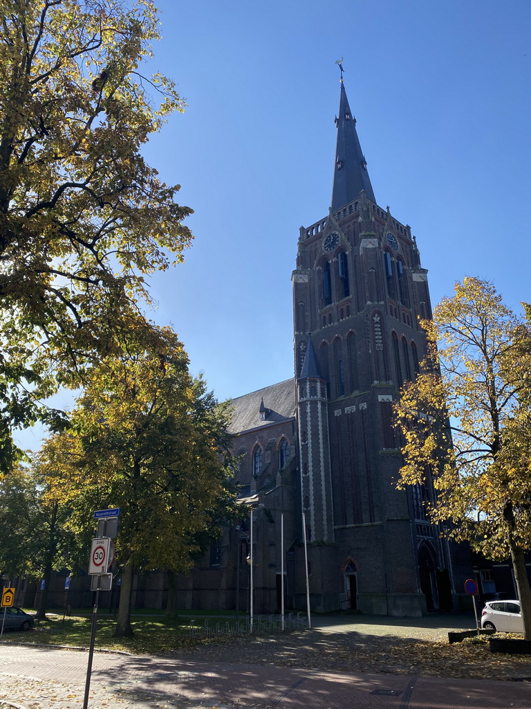 Northeast side of the Sint-Odulphuskerk church at the Nazarethstraat street