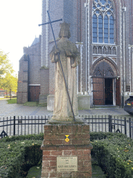 Statue of Saint Odulphus in front of the Sint-Odulphuskerk church at the Nazarethstraat street