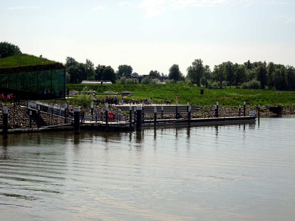 The Gat van den Kleinen Hil lake and the pier at the Biesbosch MuseumEiland, viewed from the bridge on the north side