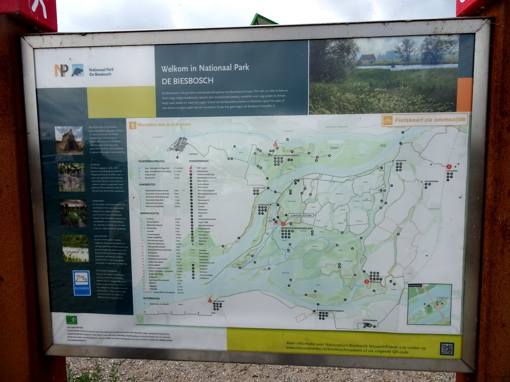 Map of the Biesbosch National Park at the main parking lot of the Biesbosch MuseumEiland