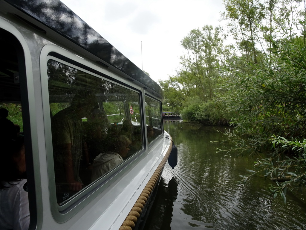 Our Fluistertocht tour boat on the Sloot Beneden Petrus creek