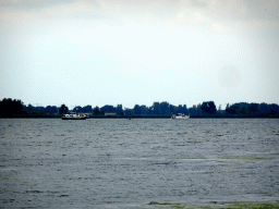 Boats on the Gat van van Kampen lake, viewed from the Fluistertocht tour boat