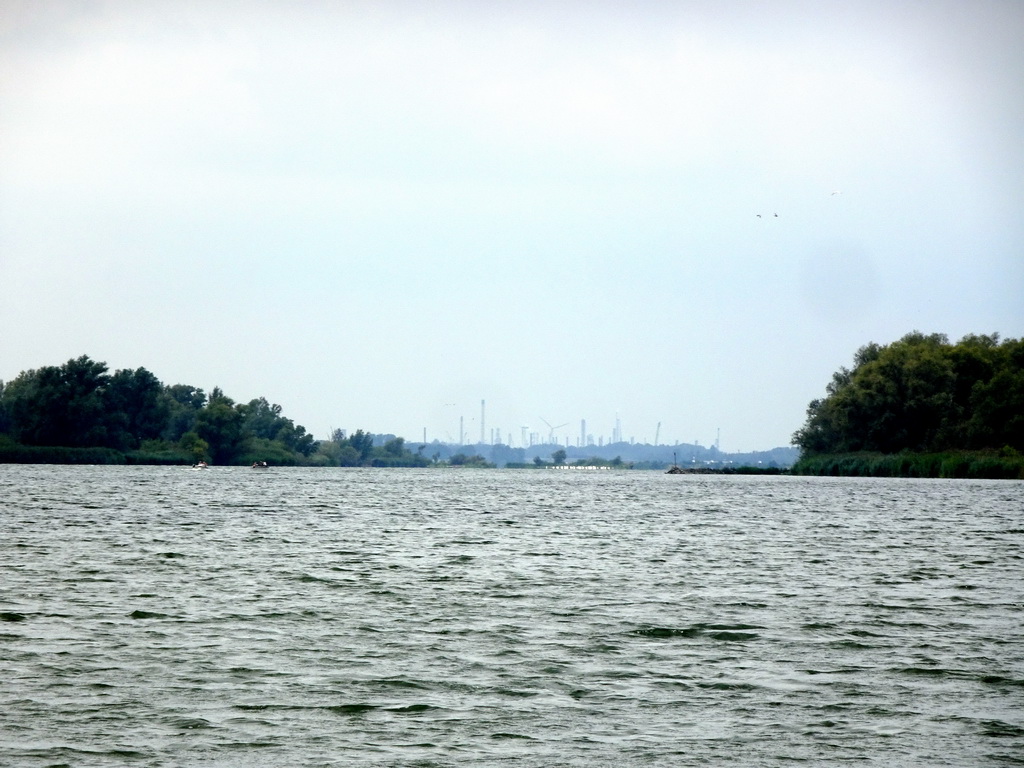 The Gat van van Kampen lake and the Moerdijk industrial area, viewed from the Fluistertocht tour boat
