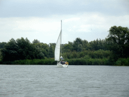 Sailboat at the Kooigat lake, viewed from the Fluistertocht tour boat
