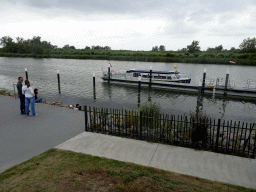 Our Fluistertocht tour boat, viewed from the Biesbosch MuseumEiland