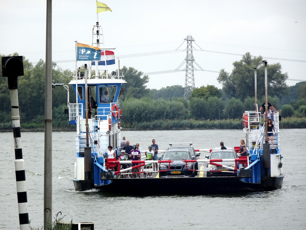 The Biesbosch Ferry over the Nieuwe Merwede canal, viewed from the Brabantse Oever side