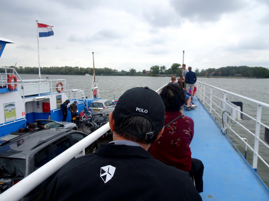 Miaomiao`s parents on the Biesbosch Ferry over the Nieuwe Merwede canal