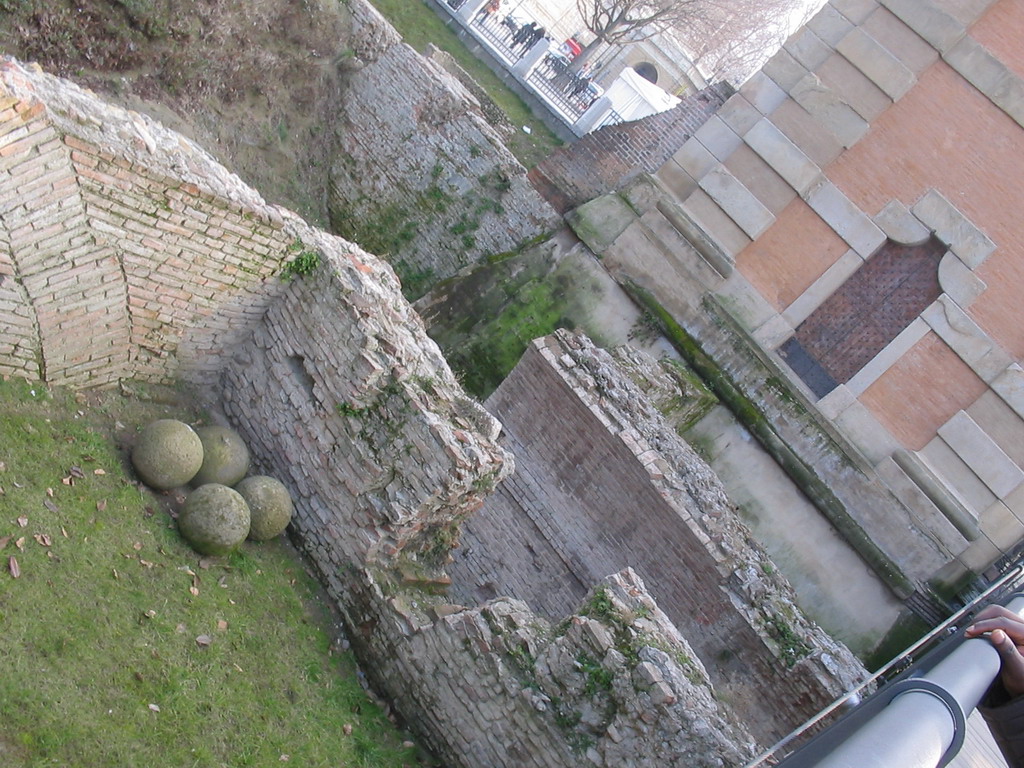 Ruins at the left front of the Porta Galliera gate at the Piazza XX Settembre square