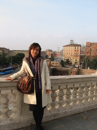 Miaomiao at the northwest side of the Montagnola Park, with a view on the Rocca Galliera ruins