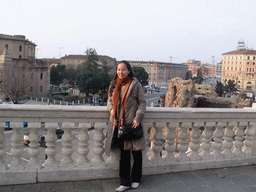 Miaomiao`s friend at the northwest side of the Montagnola Park, with a view on the Rocca Galliera ruins