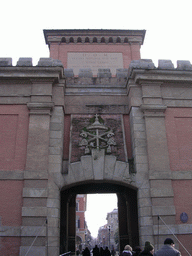 Facade of the Porta Galliera gate at the Piazza XX Settembre square, with a view on the Via Galliera street