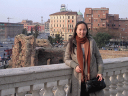 Miaomiao`s friend at the northwest side of the Montagnola Park, with a view on the Rocca Galliera ruins