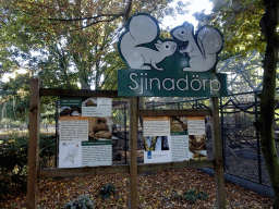 Sign of the Sjinadörp and explanation on the Pallas`s Squirrel at the Kasteelpark Born zoo