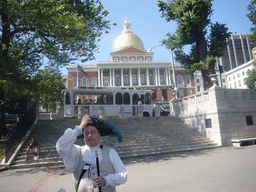 Our tour guide of the Freedom Trail at the Massachusetts State House