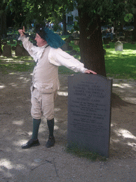 Our tour guide at the grave of the Boston Massacre victims at the Granary Burying Ground