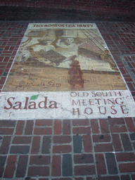 Floor painting on the Boston Tea Party of 1773, in front of the Old South Meeting House