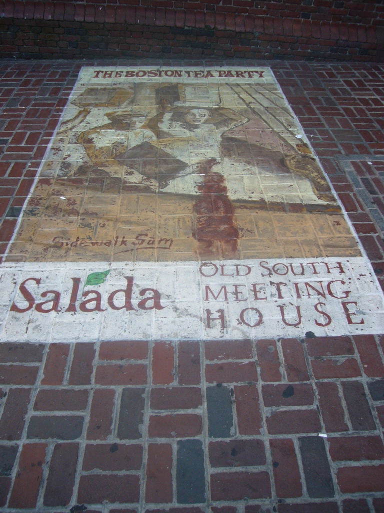 Floor painting on the Boston Tea Party of 1773, in front of the Old South Meeting House