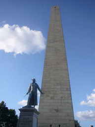 Statue of William Prescott and the Bunker Hill Monument