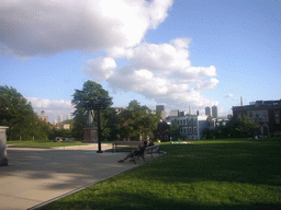 View from Breed`s Hill, with the statue of William Prescott