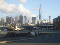 The Charlestown Navy Yard, with the USS Constitution ship and the skyline of Boston
