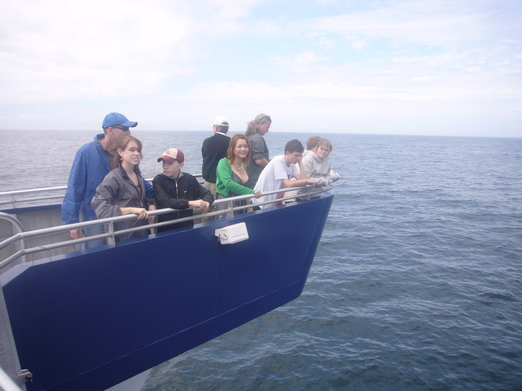 Miaomiao at the front of the Whale Watch boat