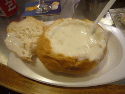 Clam soup, inside Quincy Market at Faneuil Hall Marketplace