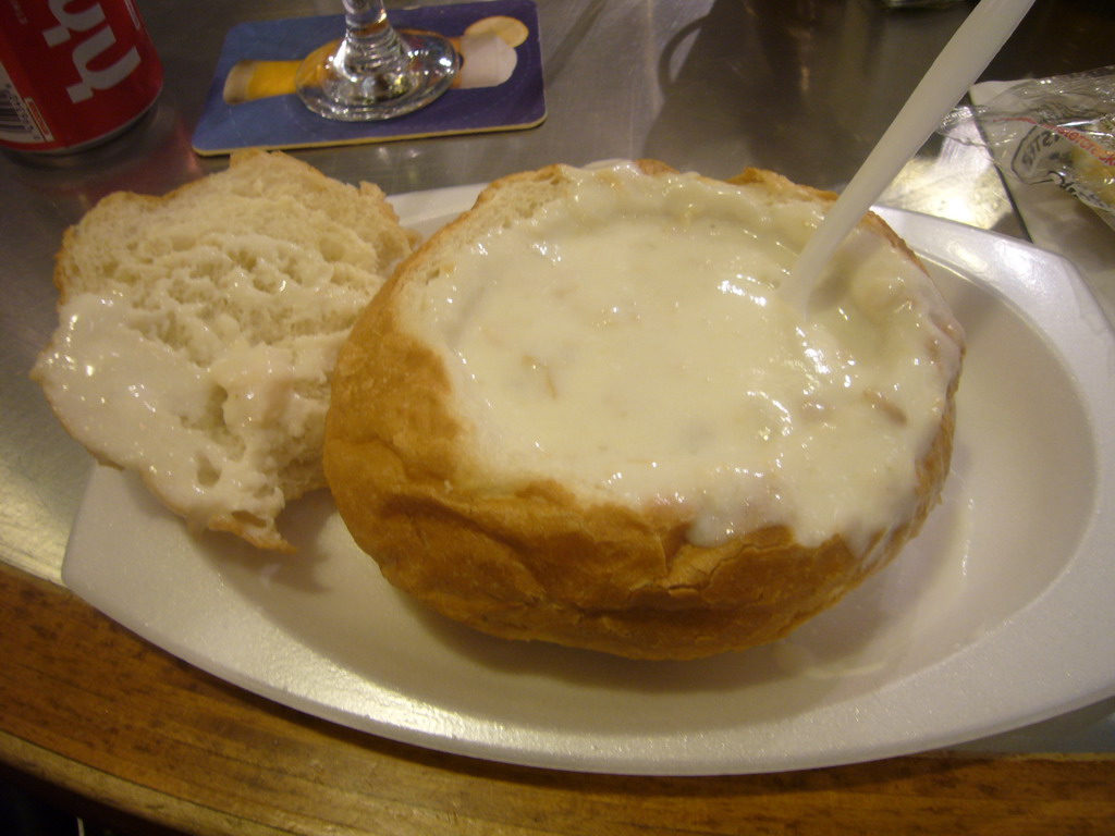 Clam soup, inside Quincy Market at Faneuil Hall Marketplace