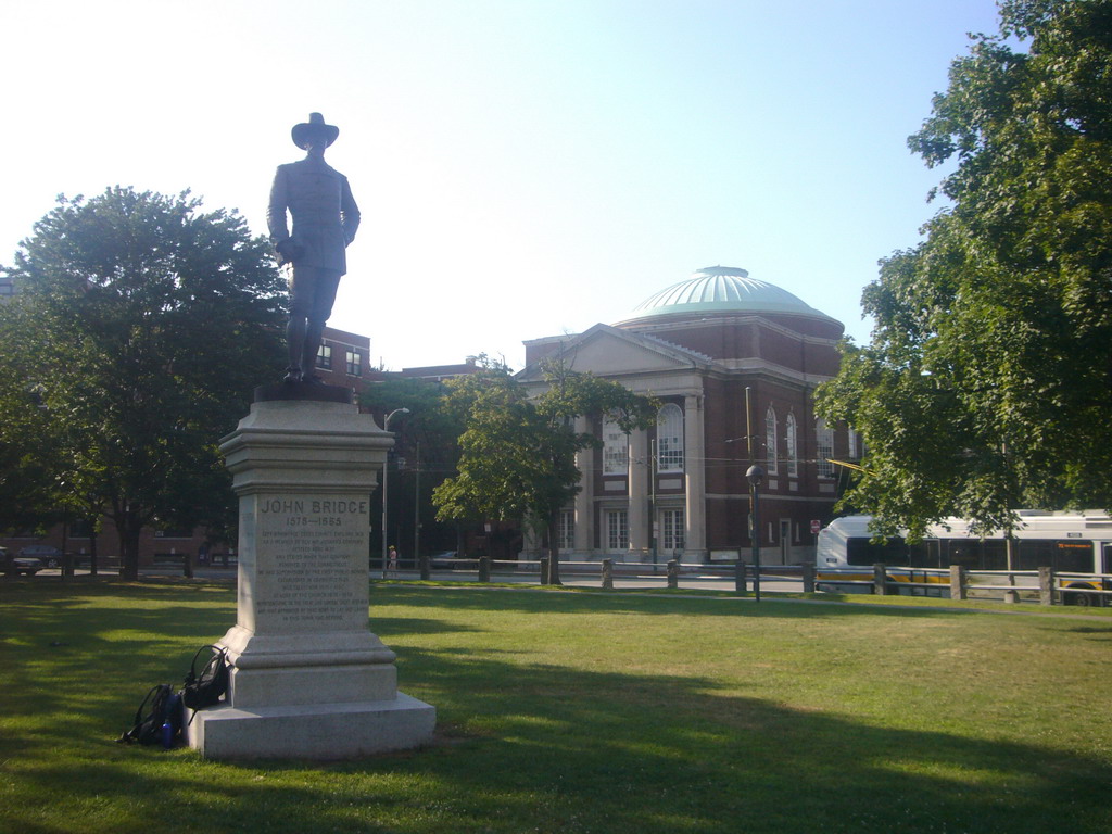 Statue of John Bridge at the Cambridge Common