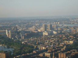 View from the Prudential Tower on the John F. Fitzgerald Expressway and the Bunker Hill Monument