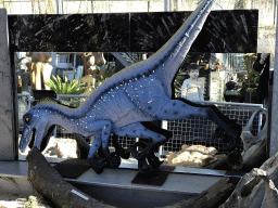 Max with a statue of a Dinosaur at the Lower Floor of the Dinohal building of the Oertijdmuseum