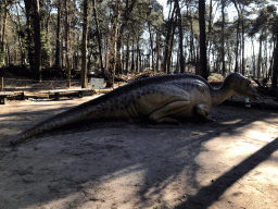 Statue of a Dinosaur in the Oertijdwoud forest of the Oertijdmuseum