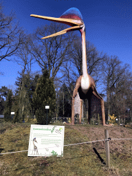 Statue of a Quetzalcoatlus in the Garden of the Oertijdmuseum, with explanation