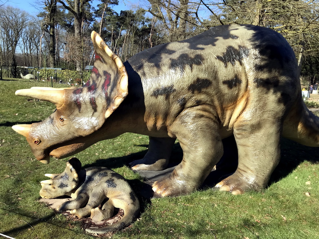 Statues of Triceratopses in the Garden of the Oertijdmuseum