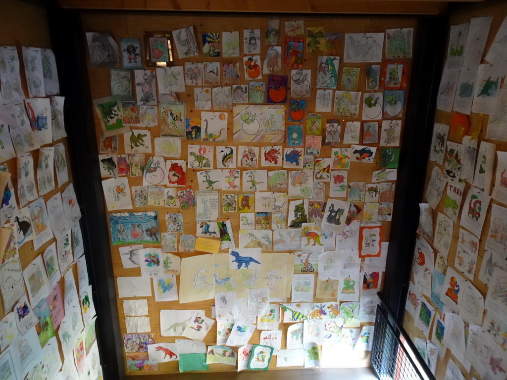 Children`s drawings at the staircase from the Lower Floor to the Upper Floor at the Museum Building of the Oertijdmuseum