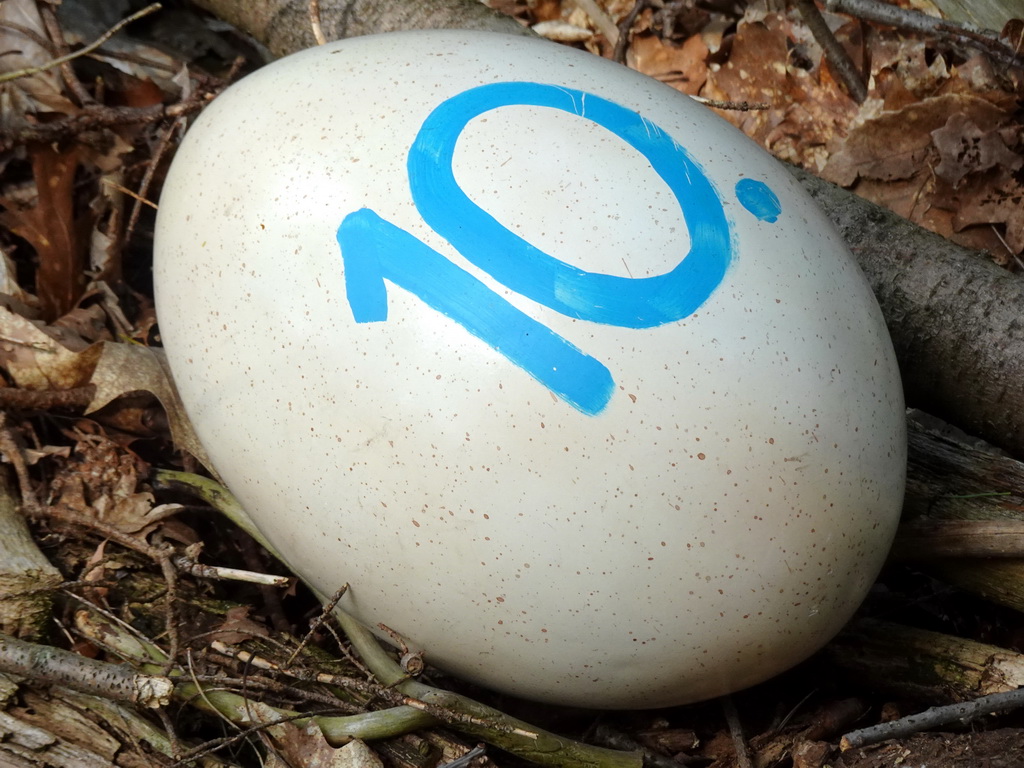 Egg statue of the Egg Treasure Hunt in the Oertijdwoud forest of the Oertijdmuseum