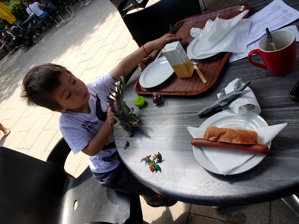 Max having lunch at the terrace of the restaurant at the Lower Floor of the Museum building of the Oertijdmuseum
