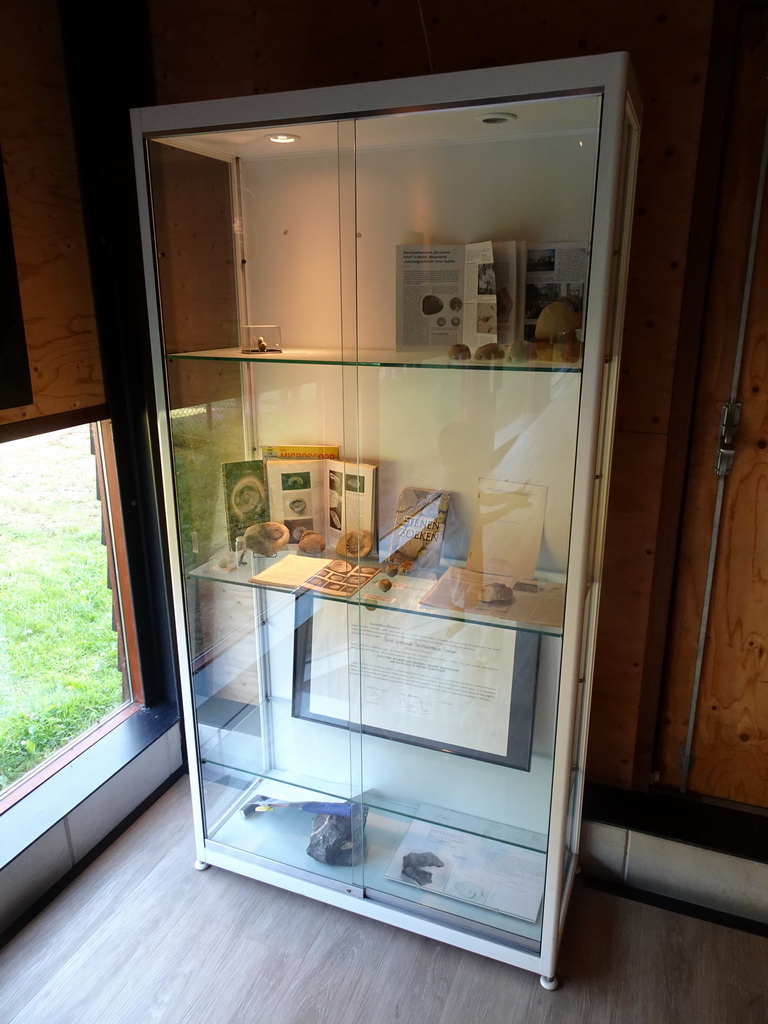 PhD diploma and other items at the walkway from the Lower Floor to the Upper Floor at the Museum Building of the Oertijdmuseum