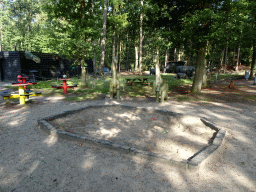 Dinosaur excavation sandbox at the Oertijdwoud forest of the Oertijdmuseum