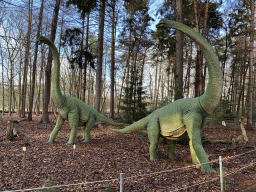 Europasaurus statues in the Oertijdwoud forest of the Oertijdmuseum