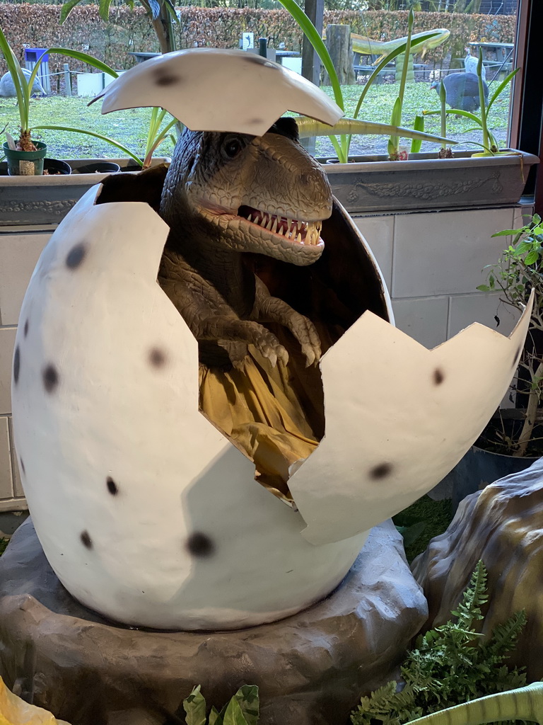 Dinosaur egg statue at the restaurant at the Lower Floor of the Dinohal building of the Oertijdmuseum