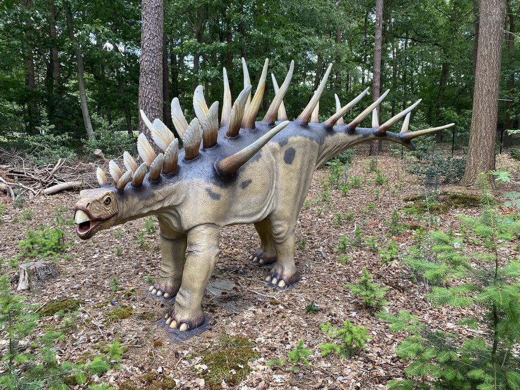 Kentrosaurus statue in the Oertijdwoud forest of the Oertijdmuseum