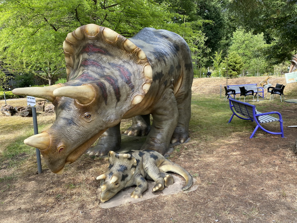 Statues of Triceratopses in the Garden of the Oertijdmuseum