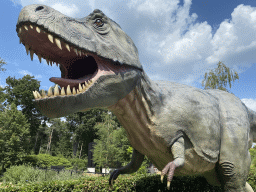 Statue of a Tyrannosaurus Rex at the entrance to the Oertijdmuseum at the Bosscheweg street