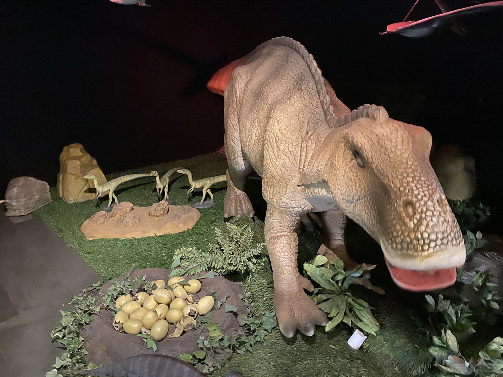 Statue of a Maiasaura with eggs at the Upper Floor of the Museum Building of the Oertijdmuseum