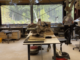 Paleontologists working at the paleontological laboratory at the Upper Floor of the Museum Building of the Oertijdmuseum