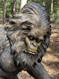 Head of a Bigfoot statue in the Oertijdwoud forest of the Oertijdmuseum